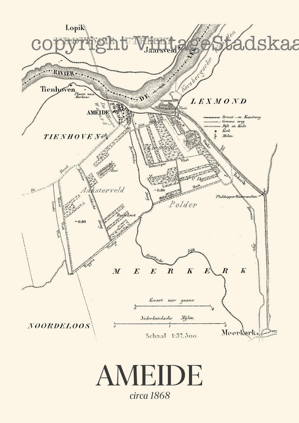 Vintage Stadskaart - Wholesale Map - Vintage style Ameide2