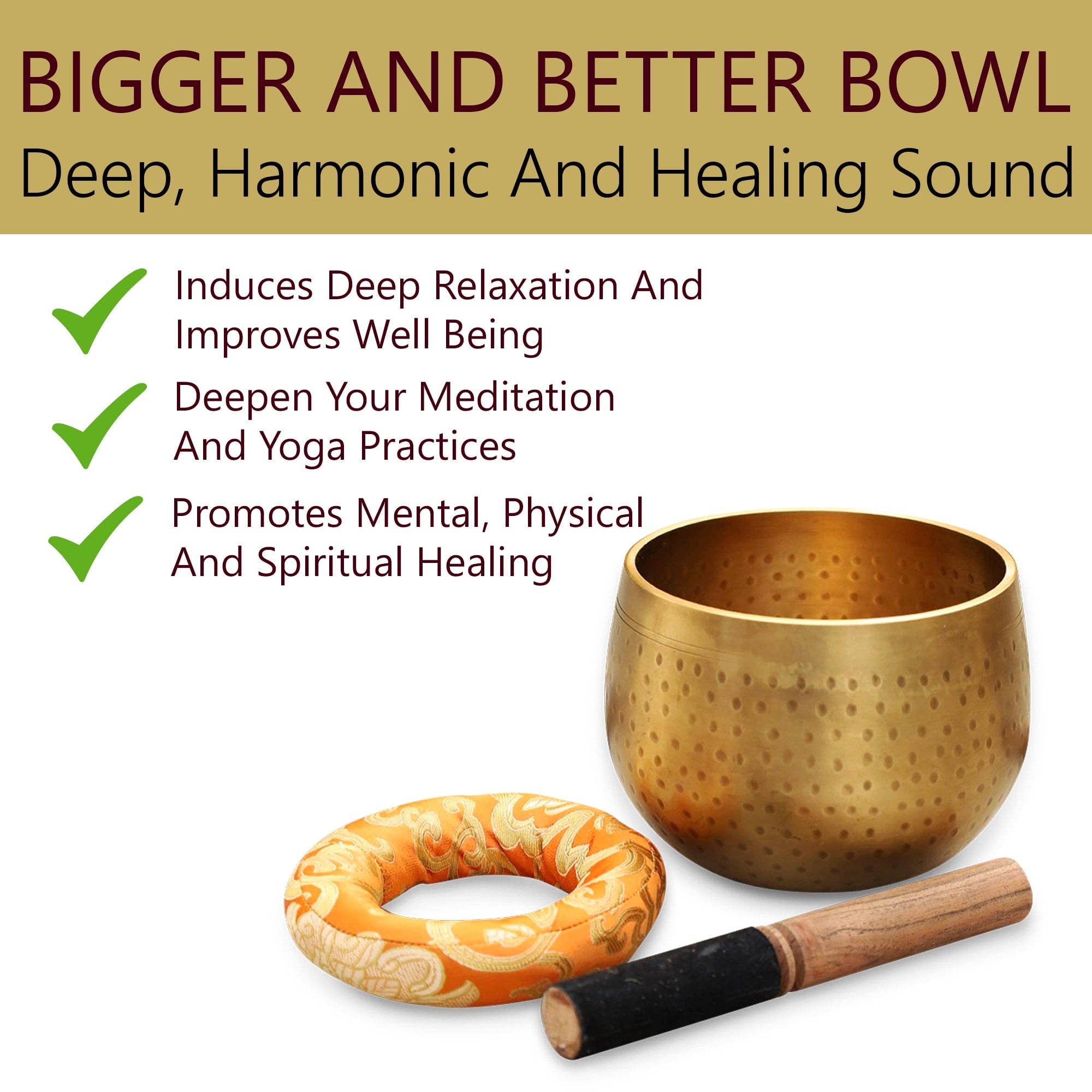Lungta Imports - Wholesale Meditation Supplies - Tibetan 5.5" Pro Deep Meditation Singing Bowl Complete Set ~ Yoga, Mindfulness, Spiritual & Chakra Healing ~3