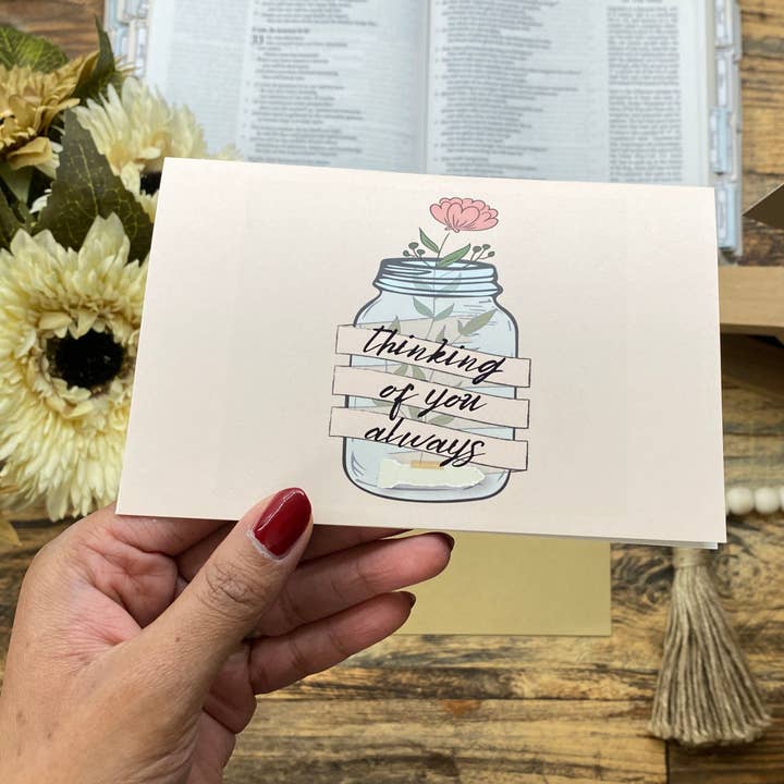 Thinking of You Black Foil Greeting Card for wholesale by Dear Bold Believer