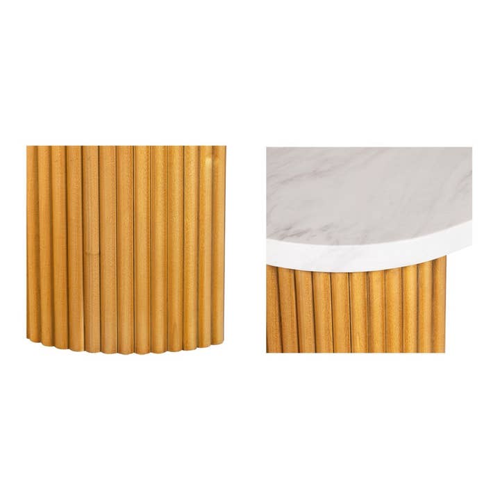 Olliix - Wholesale Console Table - Faux White Marble Top Console Table with Reeded Pillar Legs*