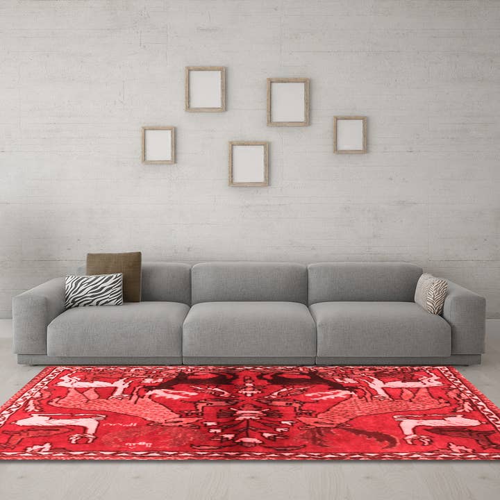 Machine Washable Animal Red Traditional Area Rugs for wholesale by Ahgly