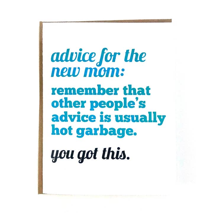 New Mom Advice card for wholesale by BE Paperie