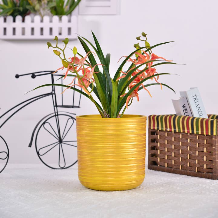 Greenship Garden USA - Wholesale Plant Pot - GreenShip Set of 4 Hand Carved Planters , W. 7.88"x H. 7.88"3