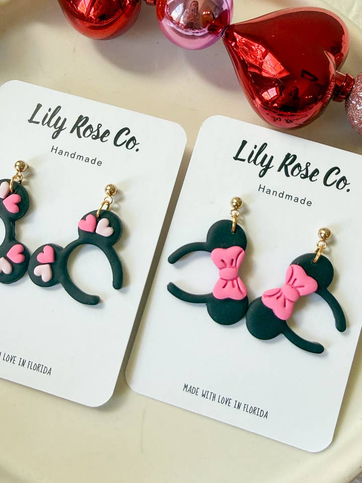 Mouse Ears - Pink bows and Hearts for wholesale by Lily Rose Co.