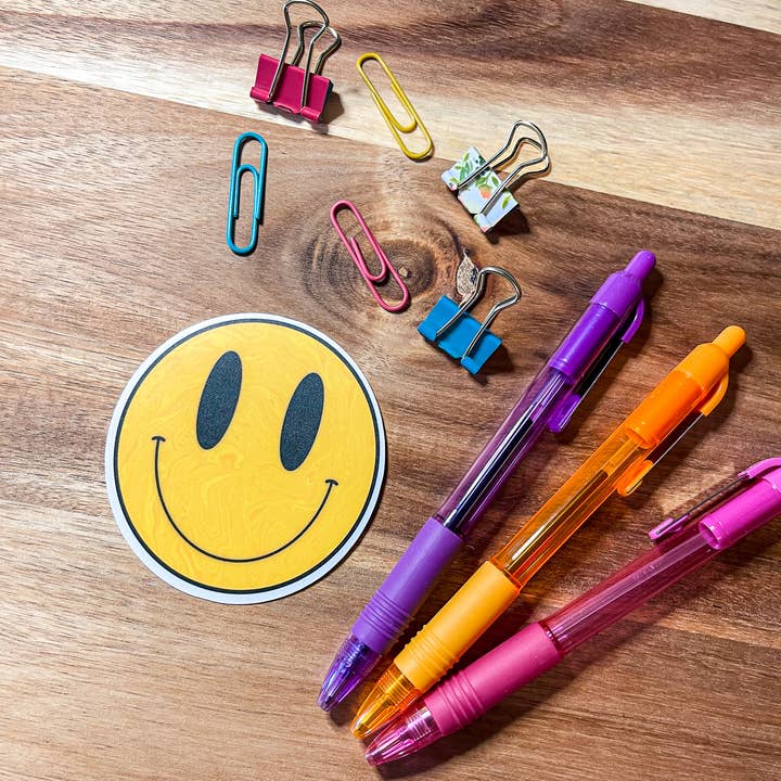 Sharp Thoughtlings - Wholesale Sticker - Yellow Swirly Smiley Face Sticker