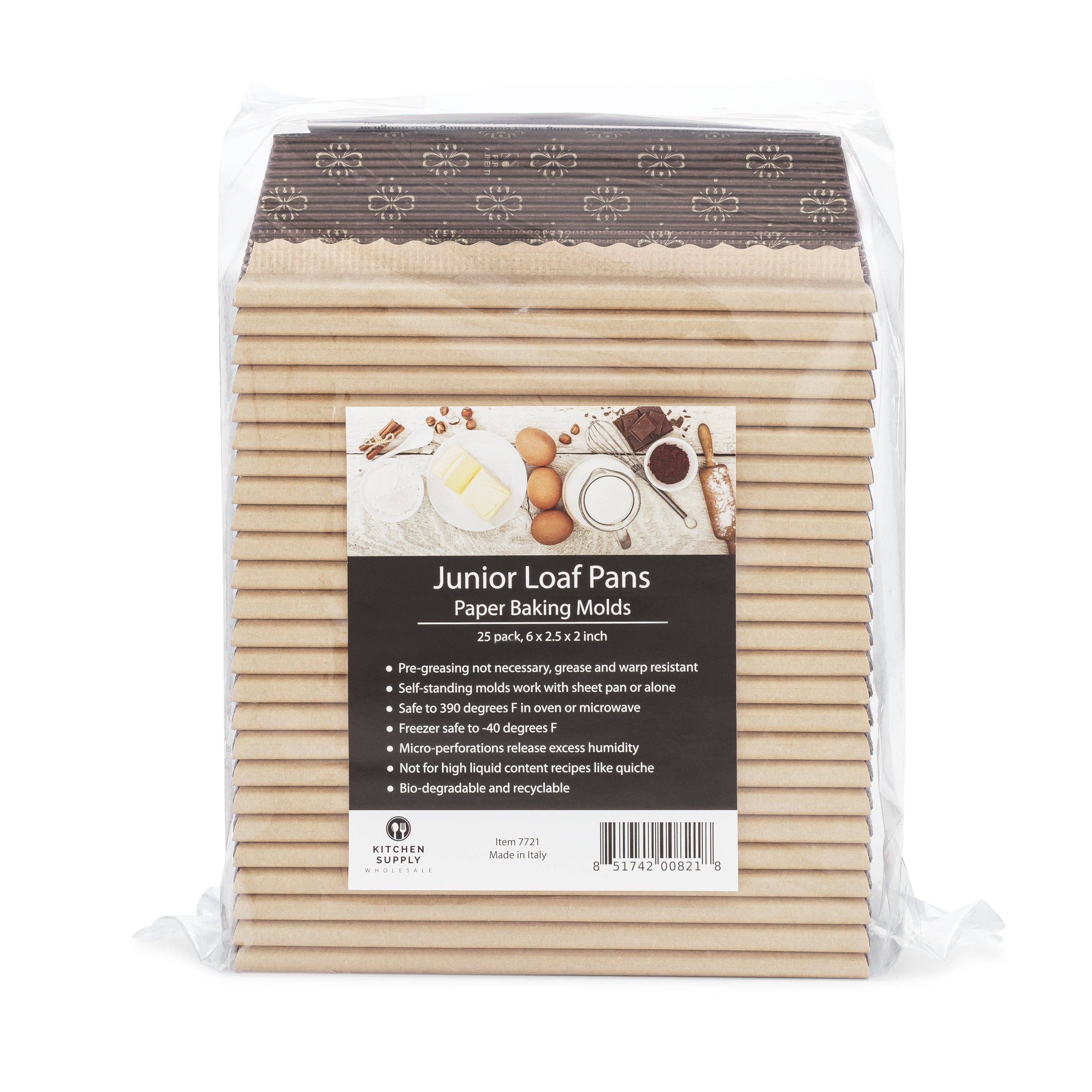 Kitchen Supply Wholesale – Großhandel Backform – Junior-Laib-Papierbackform 25er-Pack, 6 x 2,5 x 2 Zoll6