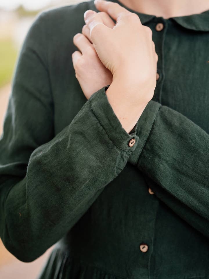 Night Garden Classic – Midi Linen Dress with Peter Pan Collar for wholesale on Faire15