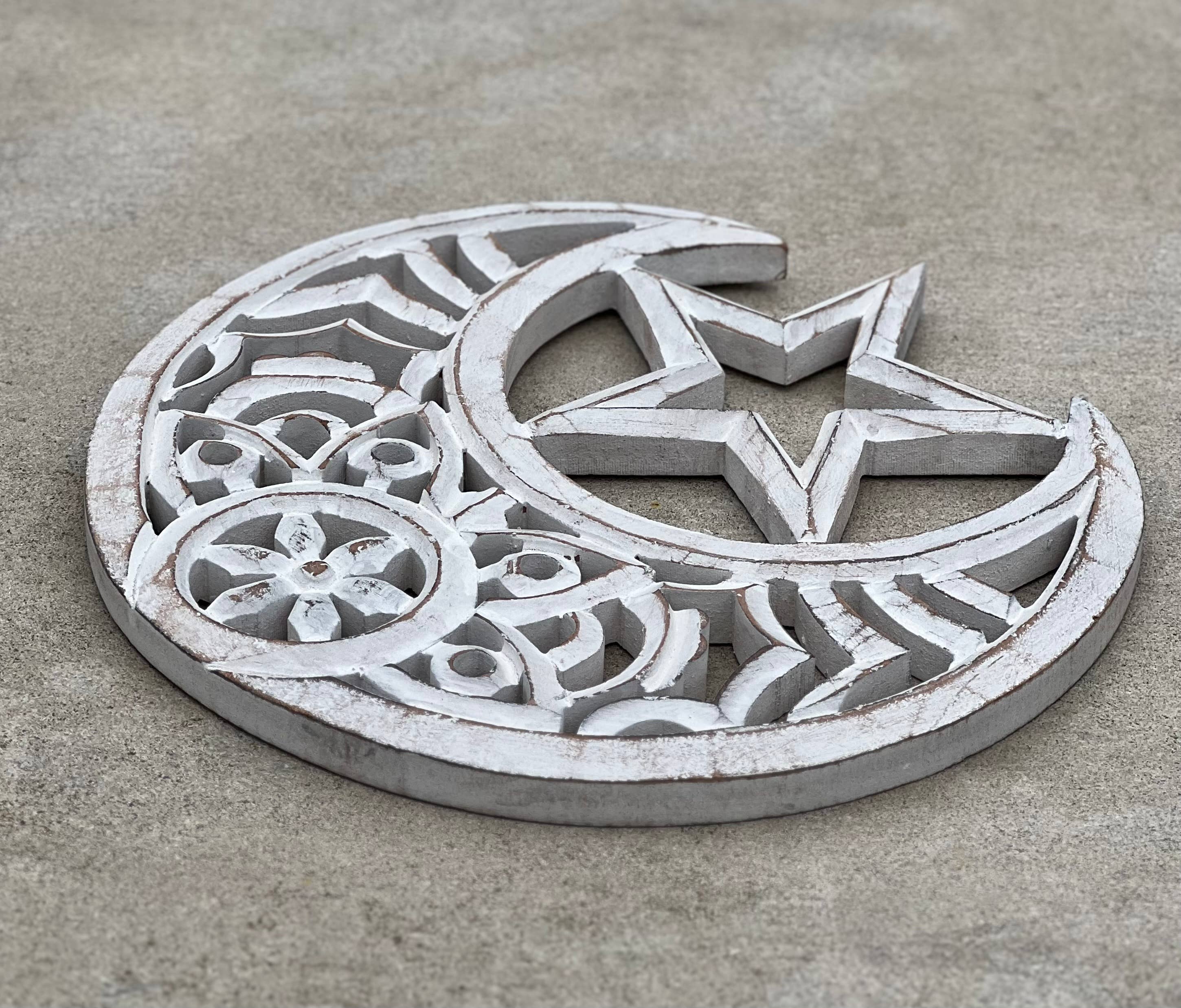 Lungta Imports - Wholesale Wall Accent - Handcrafted Wooden Celestial Star Moon Wall Décor Hanging13