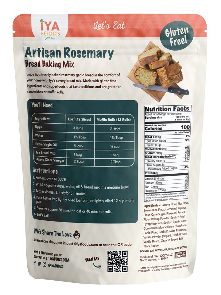 Artisan Rosemary Brød Bagning Mix for engroshandel hos Iya Foods