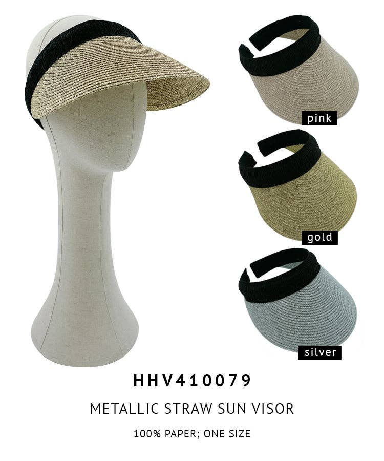 Do Everything In Love® – wholesale Visor – Women's – Metallic Straw Sun Visor6