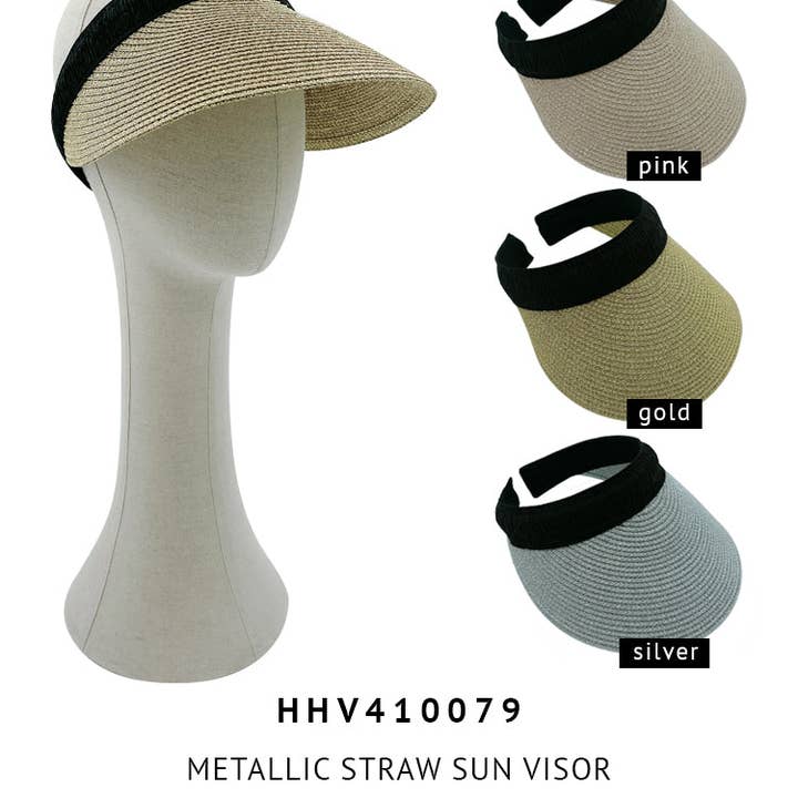 Do Everything In Love® - Wholesale Visor – Women's - Metallic Straw Sun Visor6