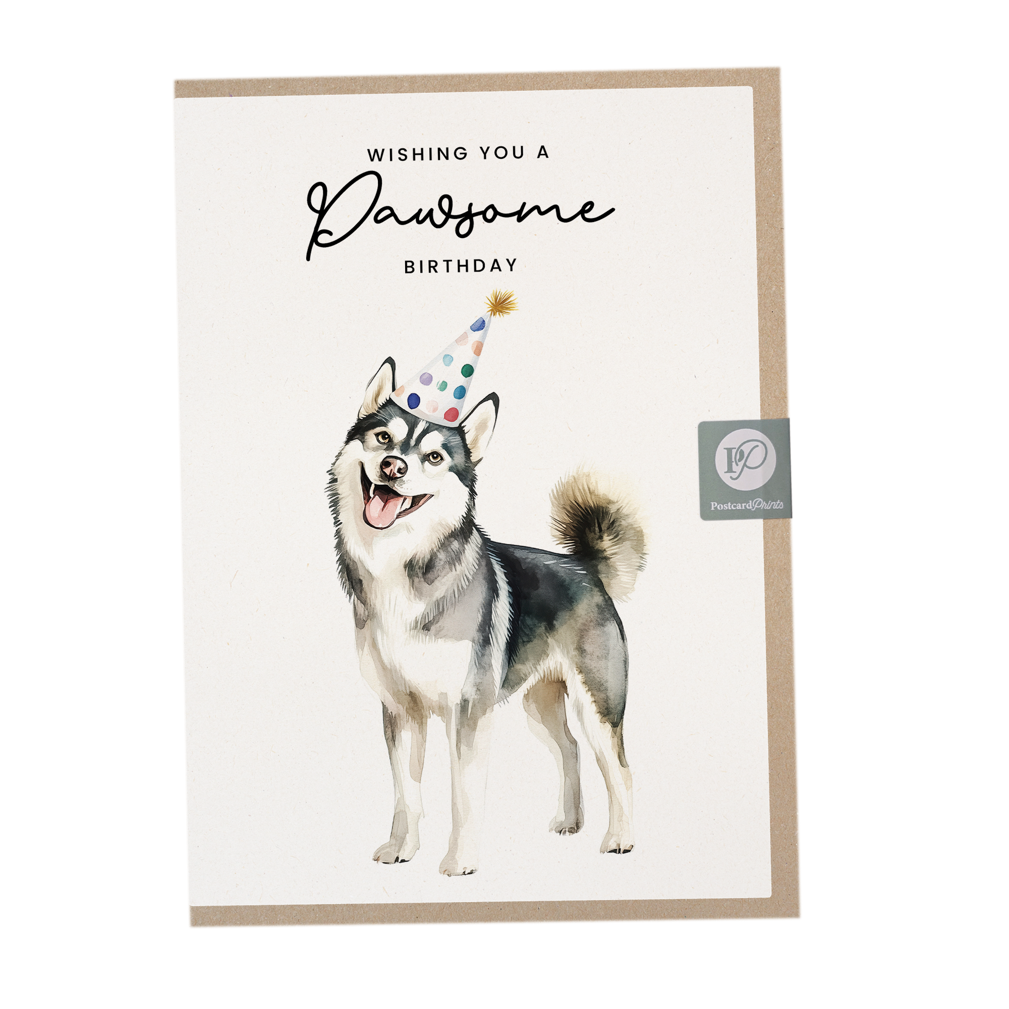 Postcard Prints – wholesale Birthday card – Husky – Pet Themed Pawsome Birthday Card0