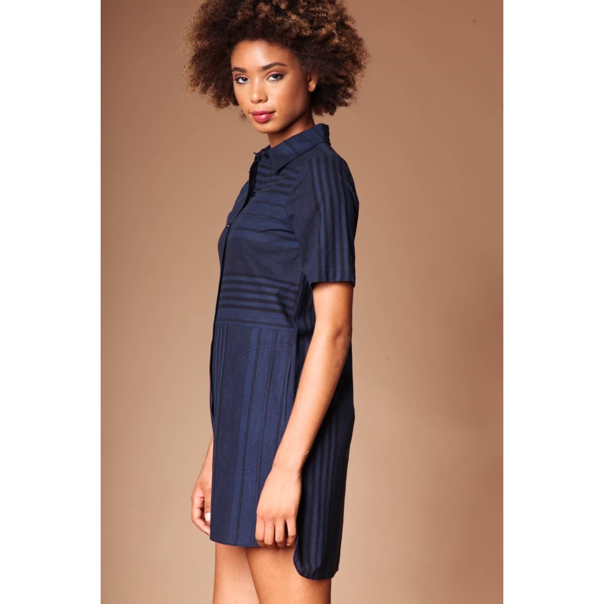 Naked Zebra Rack - Wholesale Dress - Women's - Multi Direction Stripe Shirt Dress3