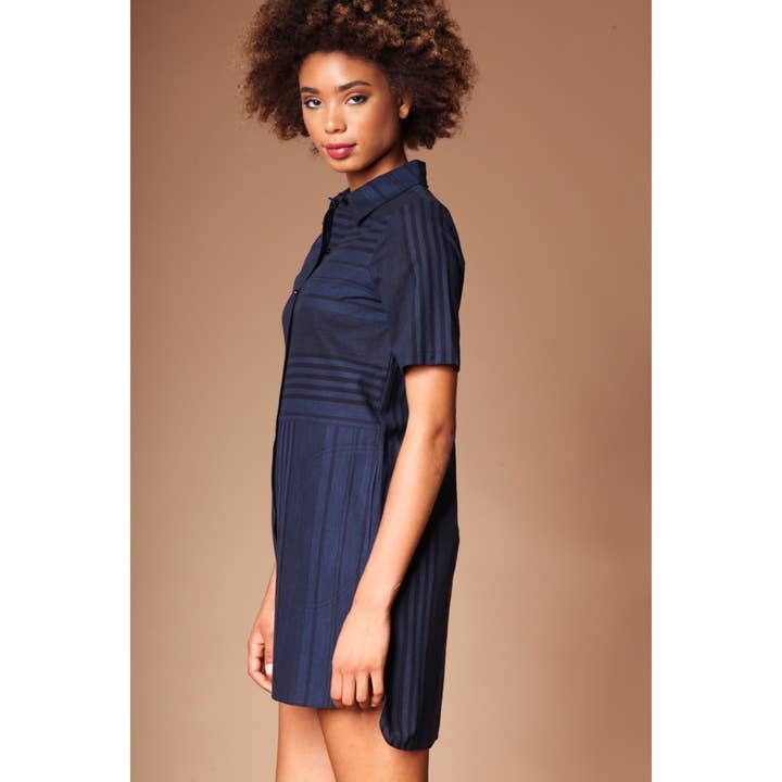 Naked Zebra Rack - Wholesale Dress - Women's - Multi Direction Stripe Shirt Dress3