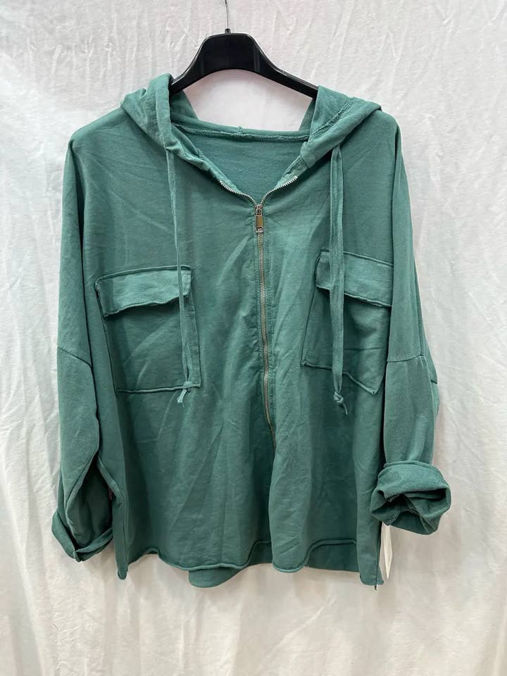 Mimi & Gogo - Wholesale Hoodie - Women's - Hooded jacket with zip and pockets @8633_GZipPoches11