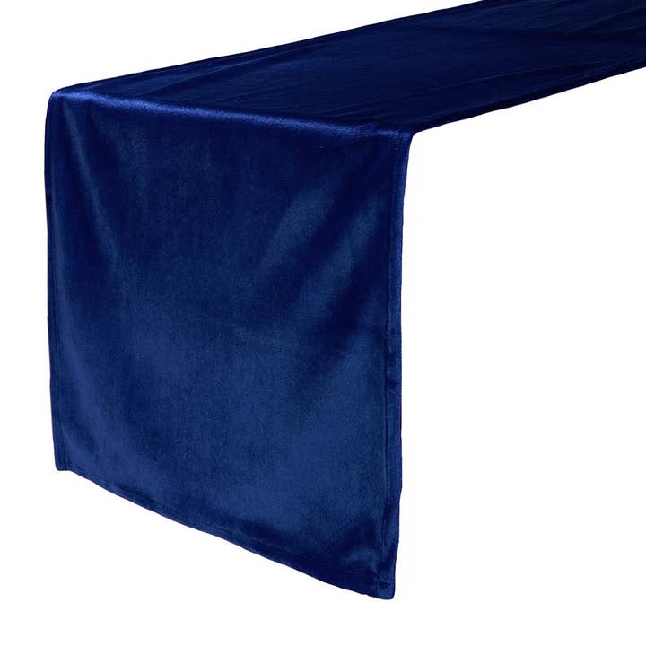 YOUR CHAIR COVERS - Wholesale Table Runner - 14 x 108 Inch Velvet Table Runner Navy Blue