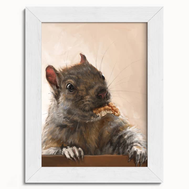 The Ugly Cat Studio - Wholesale Art Print - Grey Squirrel with a Walnut Fine Art Print5