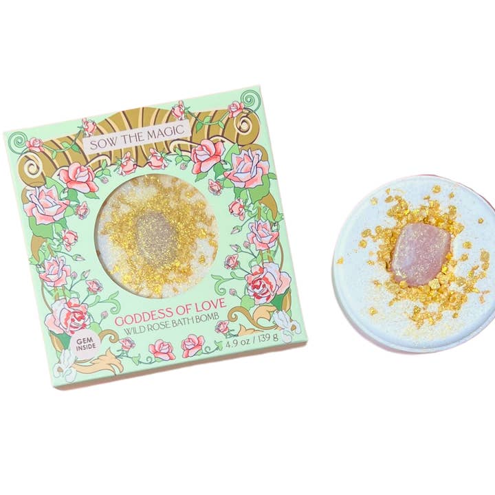 Sow the Magic - Wholesale Bath Bomb/Fizz - Goddess of Love Wild Rose Bath Bomb with Rose Quartz
