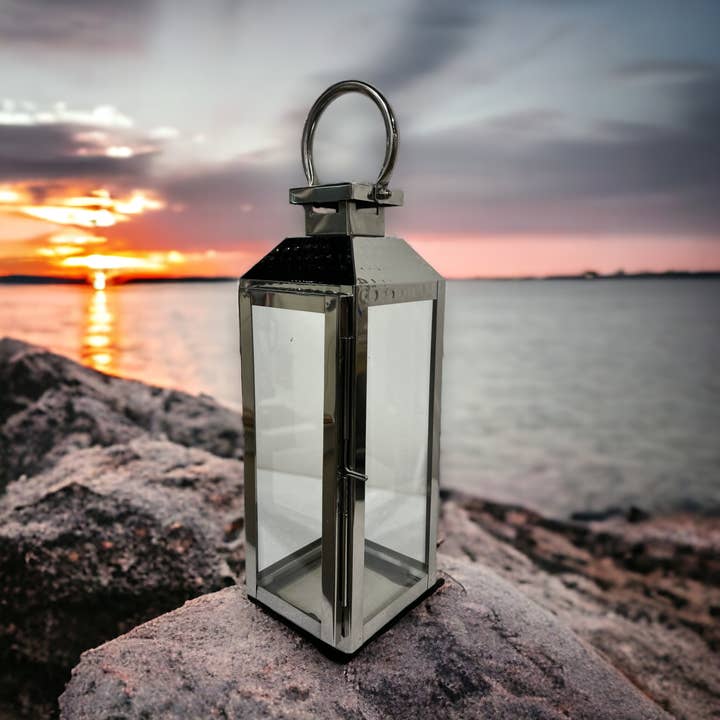 Wilco Home - Wholesale Lantern - Summer Garden Candle Lantern-Polished Nickel Finish 11