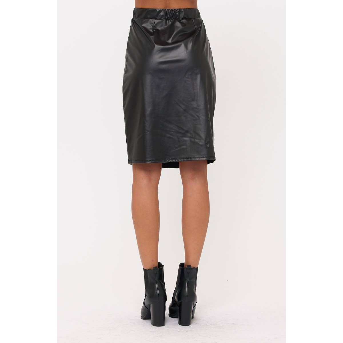 Perseption - Wholesale Skirt - Women's - ELASTIC SLIT SIDE PLEATHER PENCIL SKIRT3