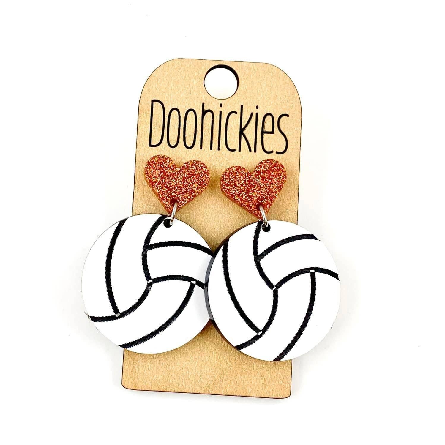 Doohickies - Vendita all'ingrosso Orecchini pendenti - Ciondoli da pallavolo personalizzati I Heart da 1,9" - Orecchini sportivi1