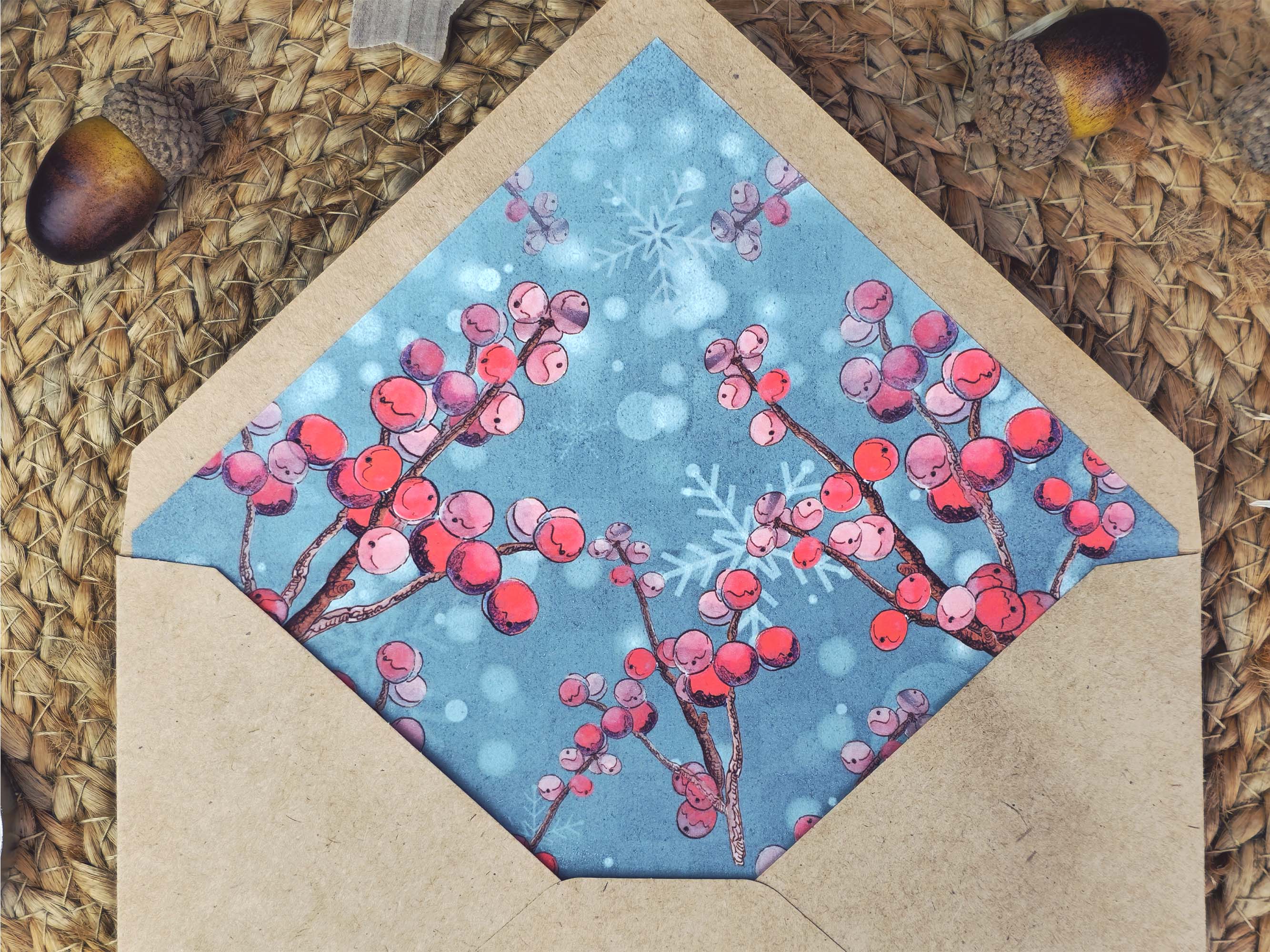 Wings of Fantasy - Wholesale Stationery/Notecard Set - Spirit of Winter Writing Set | Winter Fox Stationery Set |  Wolpteringer Art | Winter Berries | Handmade Wax Seals | Gift for Writer3