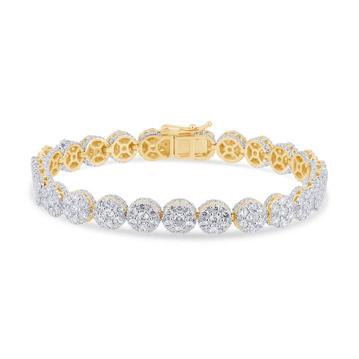 Certified 13.50 CTW Vs Round Cut Lab Grown Gold Bracelet 10K for wholesale by White Rock