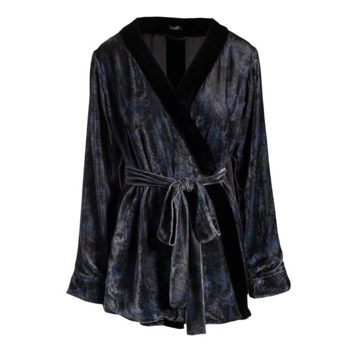 robe courte en velours de soie Joséphine en perle noire pour la vente par je mérite, i deserve