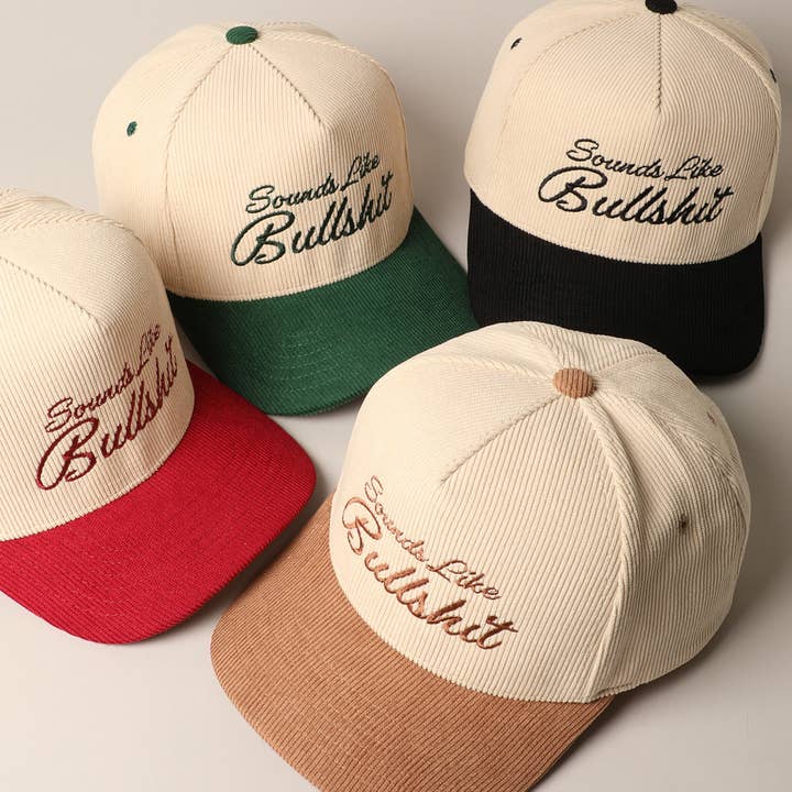 Fashion City - Wholesale Trucker Hat - Unisex - Sounds like Bullshit Corduroy Trucker Baseball Cap
