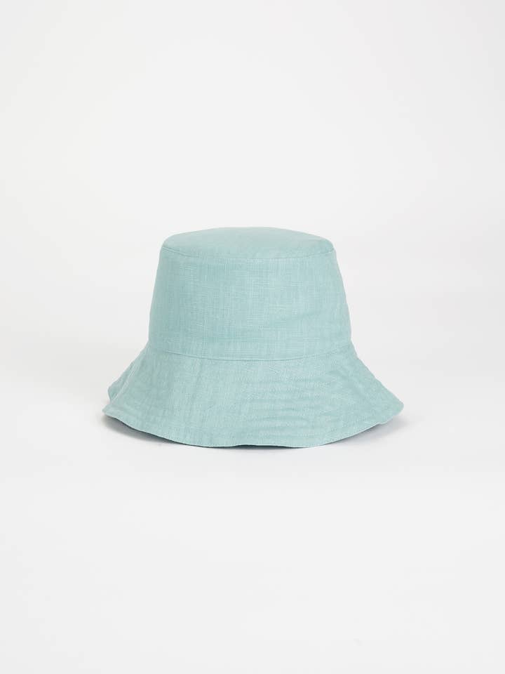 Alba Bucket Hat | Light Blue Linen for wholesale by Maaris