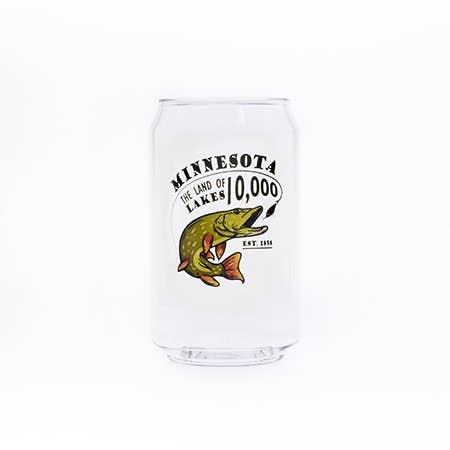 CUISIVIN - Wholesale Drinking glass/cup - Beer Can 16oz - Minnesota Fish PRINT (BULK)