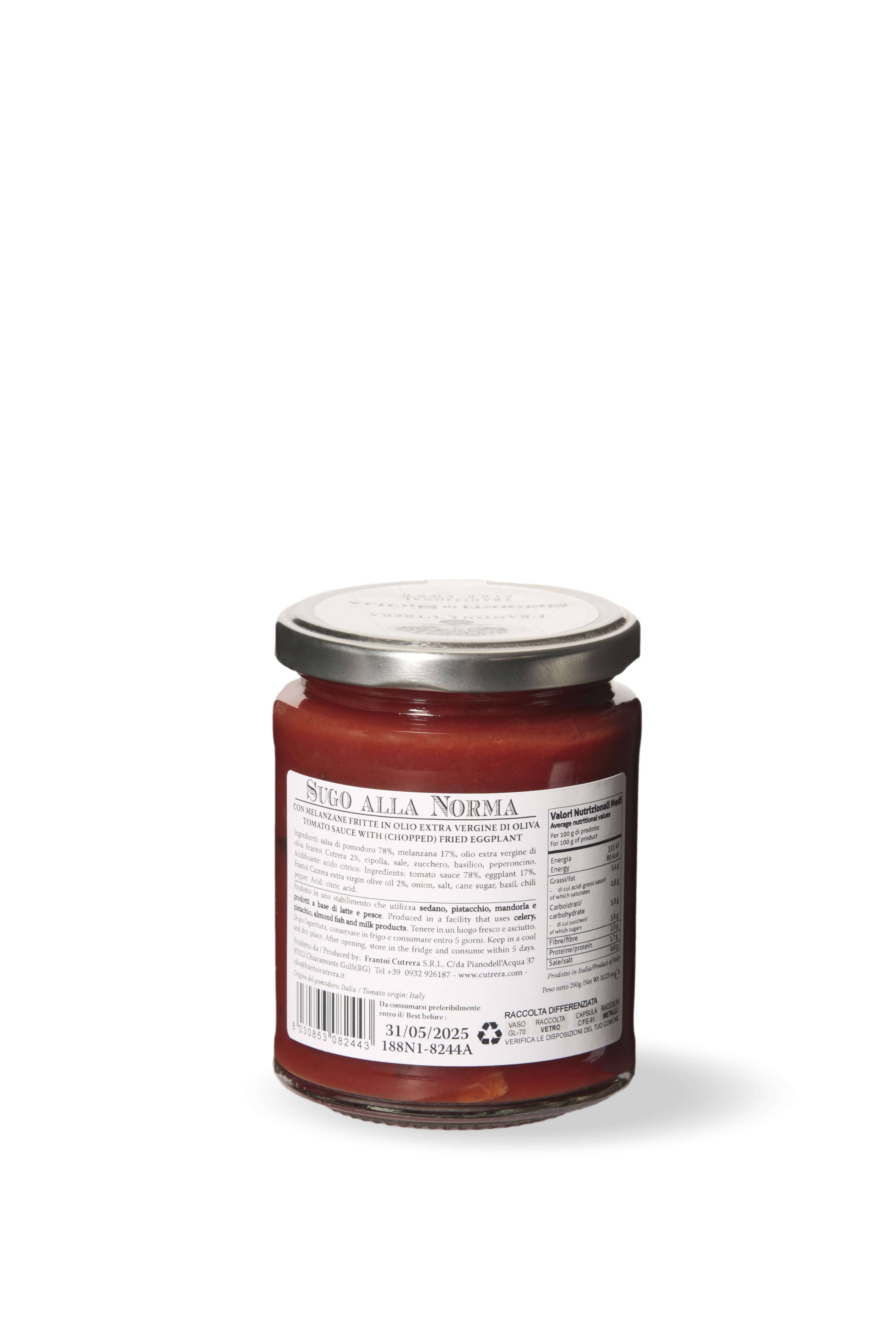 Frantoi Cutrera - Wholesale Pasta Sauce - Norma sauce with eggplants fried in extra virgin oil3