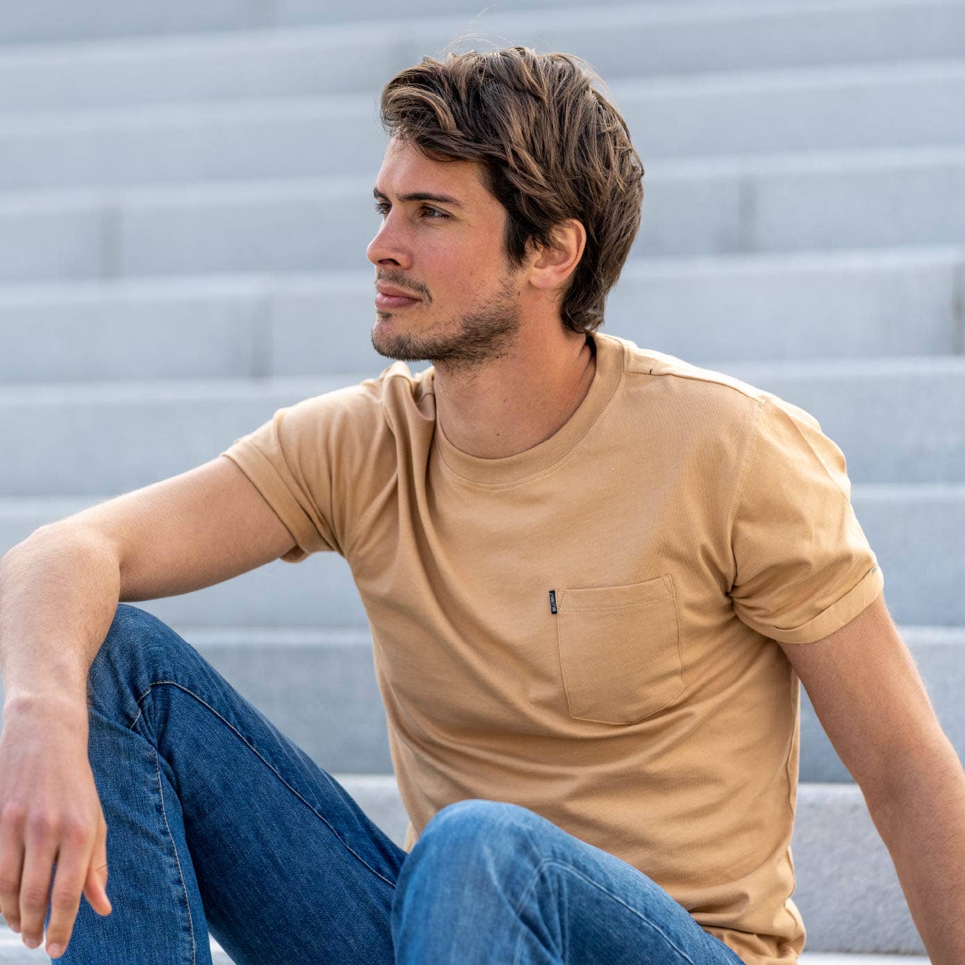 BILLYBELT – wholesale T-shirt – Herr – Mottled Desert ekologisk bomullströja0