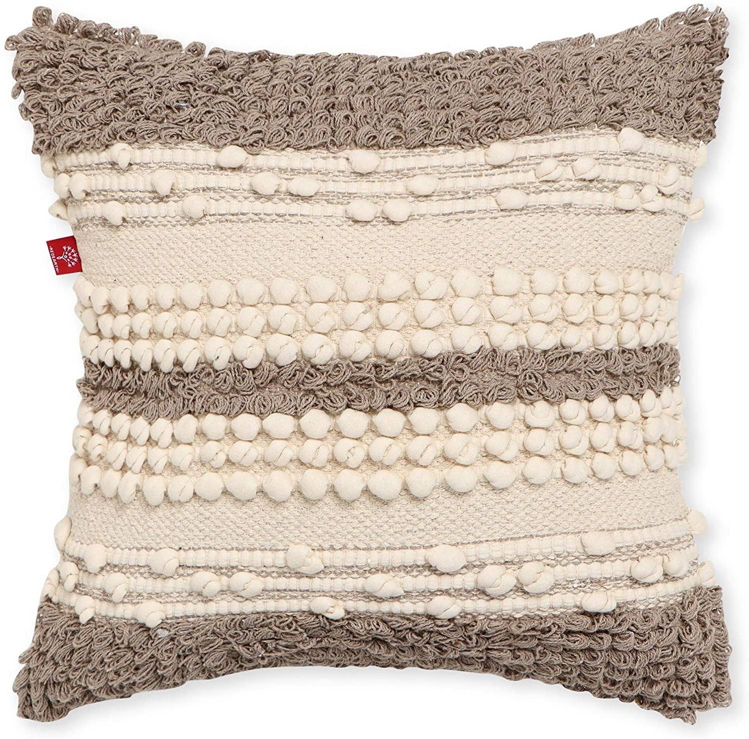 Cedar REDEARTH Textured Throw Pillow Cases-Woven Tufted Decorative Farmhouse Cushion Covers Set for Couch, Sofa, Bed, Chair, Dining, Patio, Outdoor; 100% Cotton (18x18; Natural) Pack of 2 for wholesale on Faire3