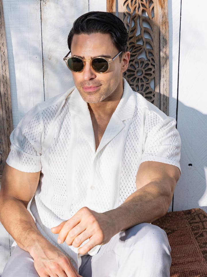 Men's Textured Button Down Knit Shirt for wholesale by MOJITO COLLECTION