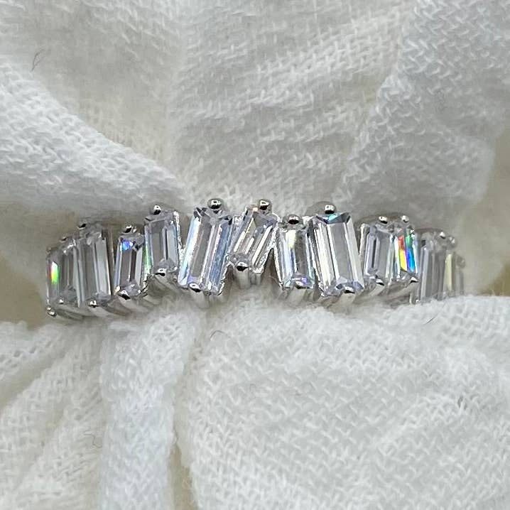 Something Silver - Vente Bague avec plusieurs pierres - Bague Baguette CZ Cluster Embelli3