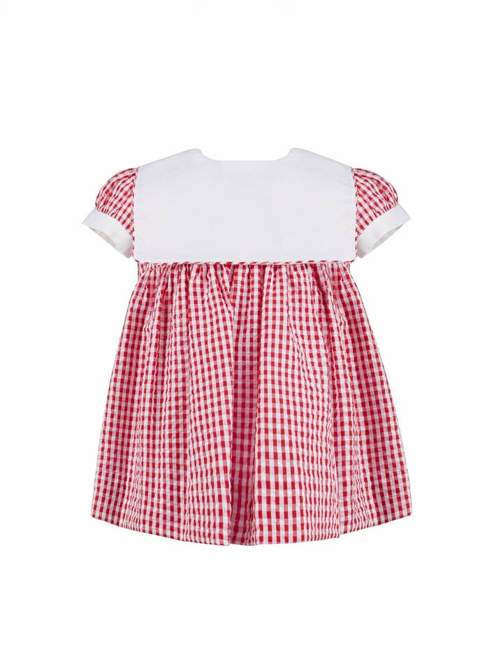 Monogram geruite rode jurk met korte mouwen - Baby Meisjes voor wholesale door Julius Berger & Carriage Boutique