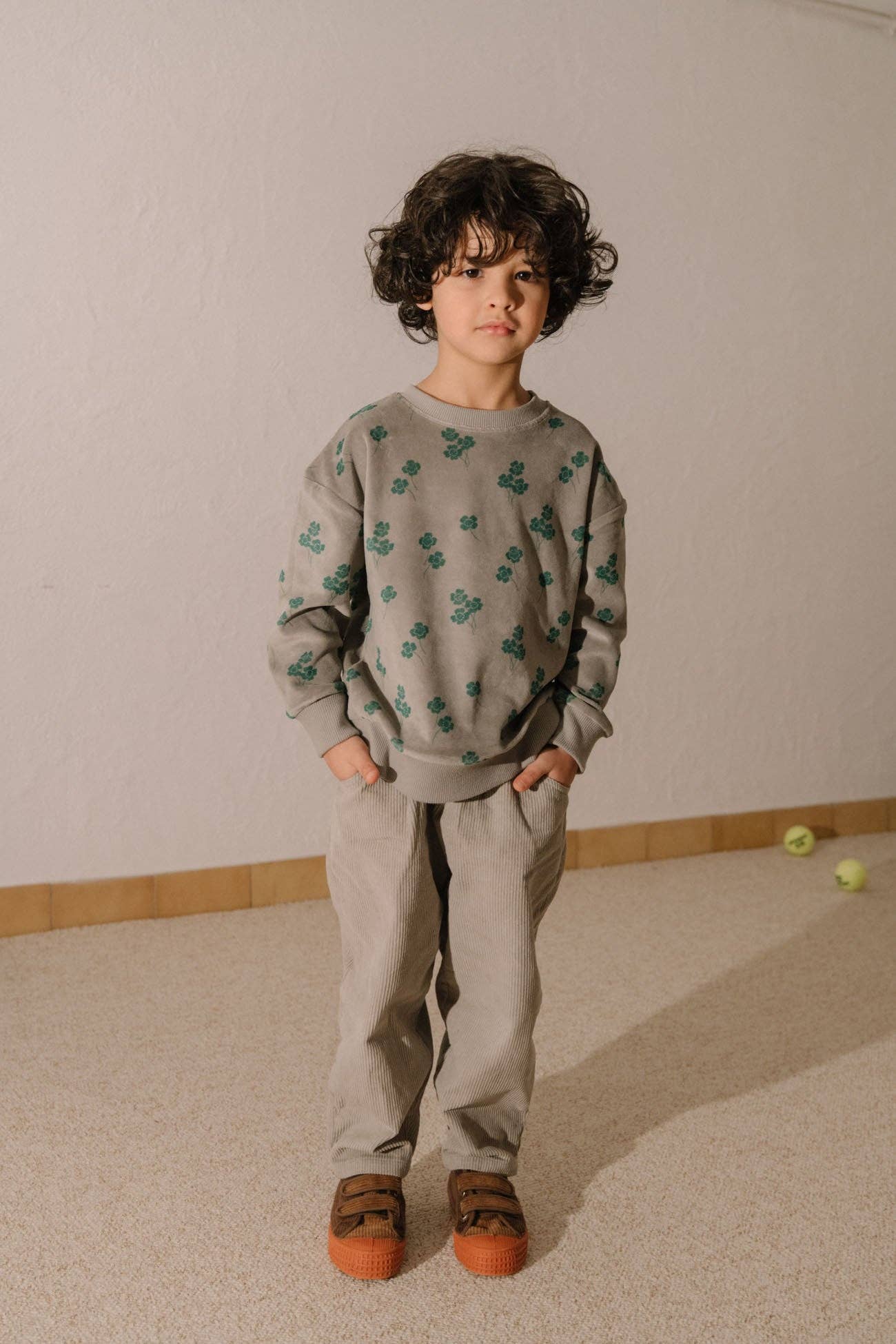 Studio Bohème Paris - Wholesale Pants - Kids - Grey Corduroy Carrot Pants1