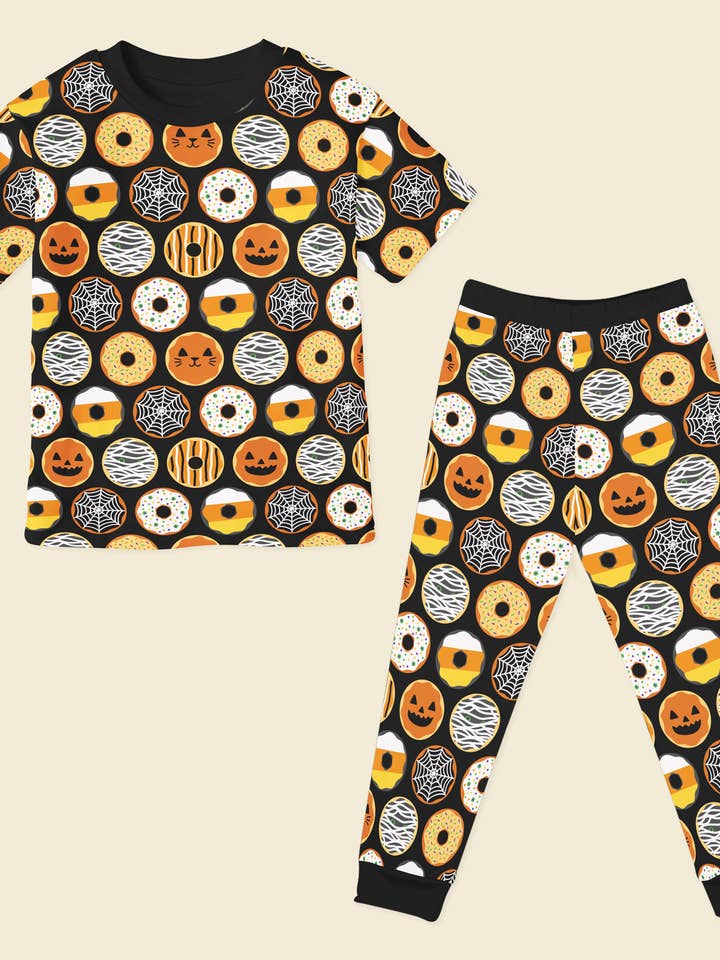 Halloween Krispy Scream Donuts Short Sleeve Two Piece Bamboo for wholesale by Popoki Pajamas