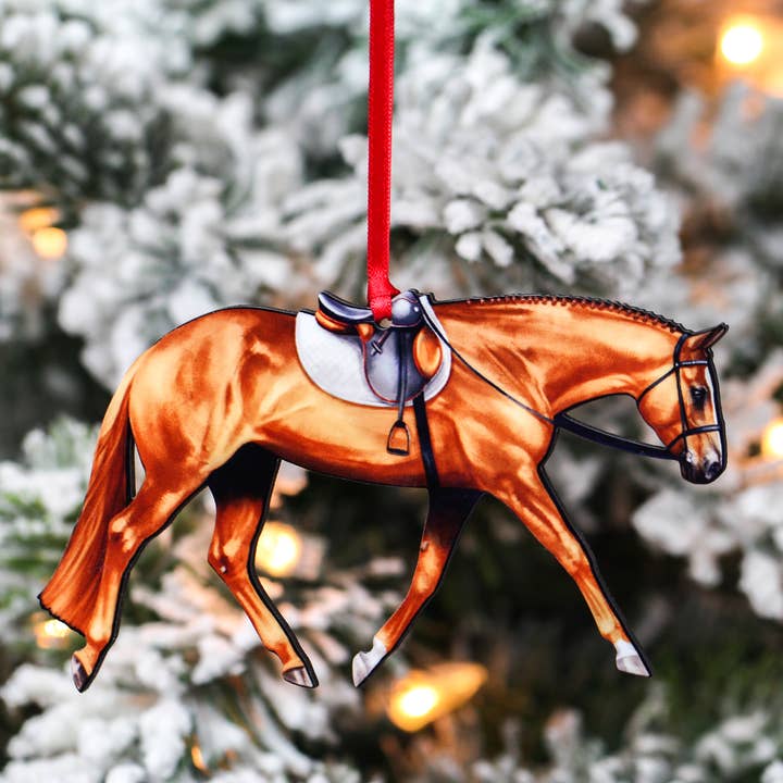 Classy Equine - Wholesale Ornament - Chestnut English Pleasure - Hunt Seat Quarter Horse Ornament