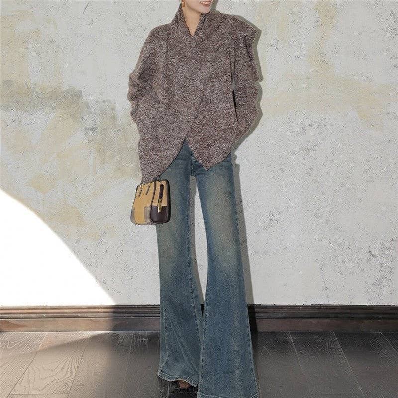 MANDARIN BLUE Petite Vintage Washed Flare Jeans for wholesale on Faire1