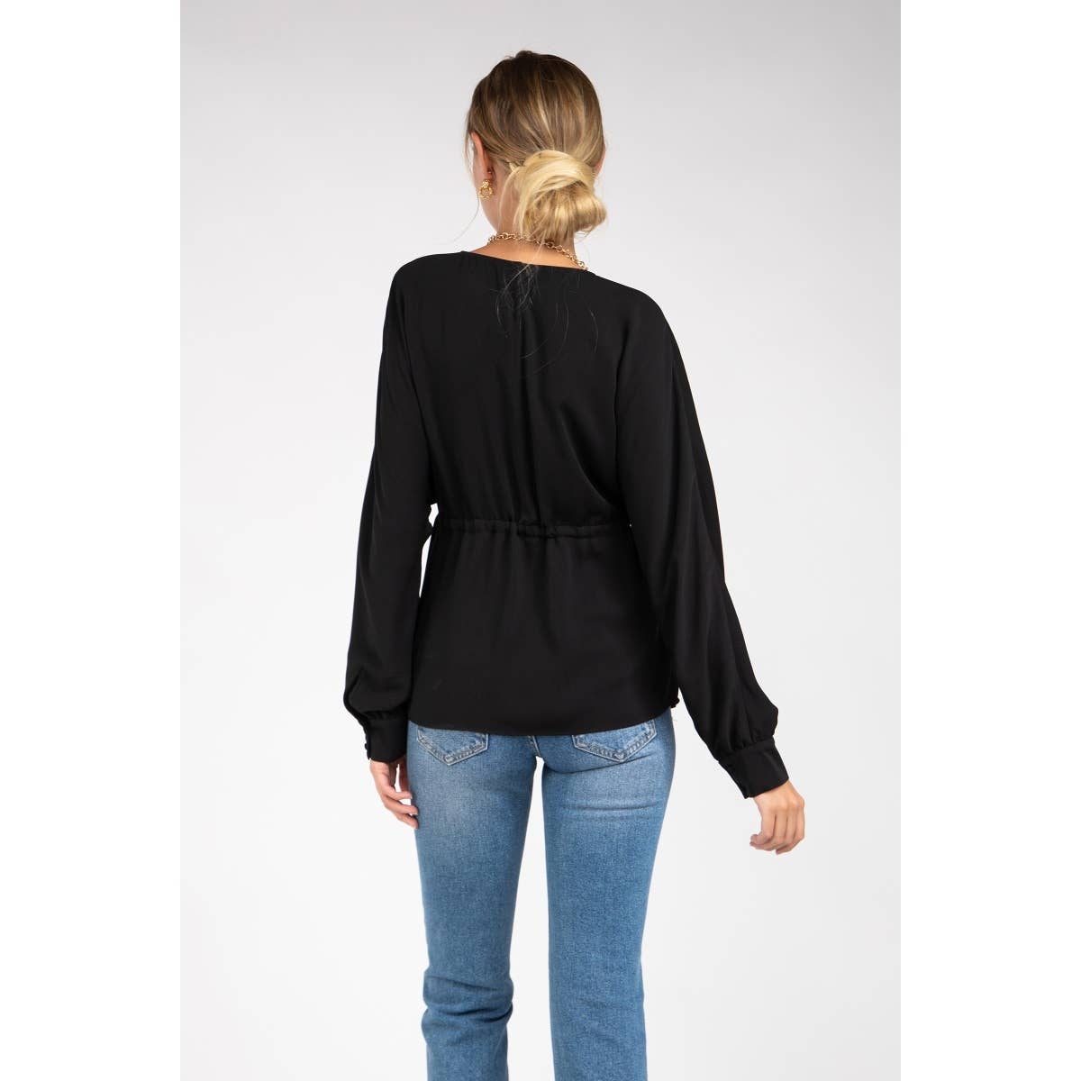 Naked Zebra Rack – Großhandel Bluse – Damen – Bluse mit Raglanärmeln und Bindedetail auf der Vorderseite7