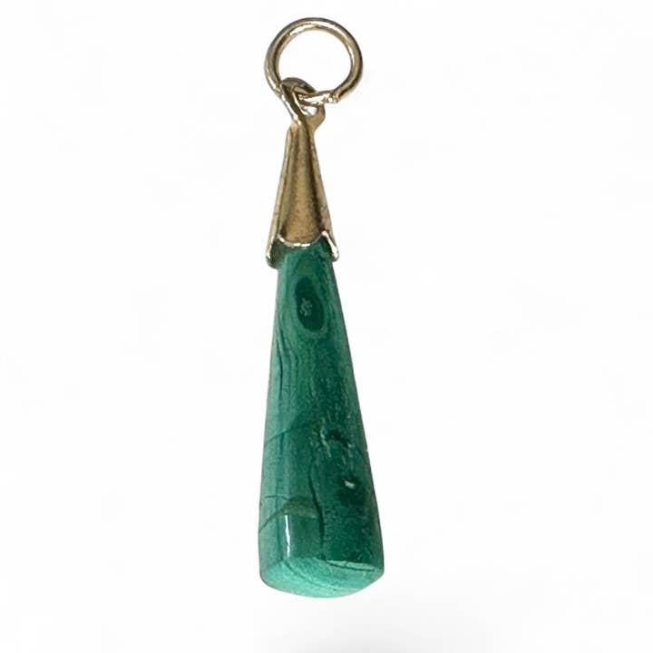 Congo malachite pendant A gold stainless steel for wholesale by La Boîte à Cailloux