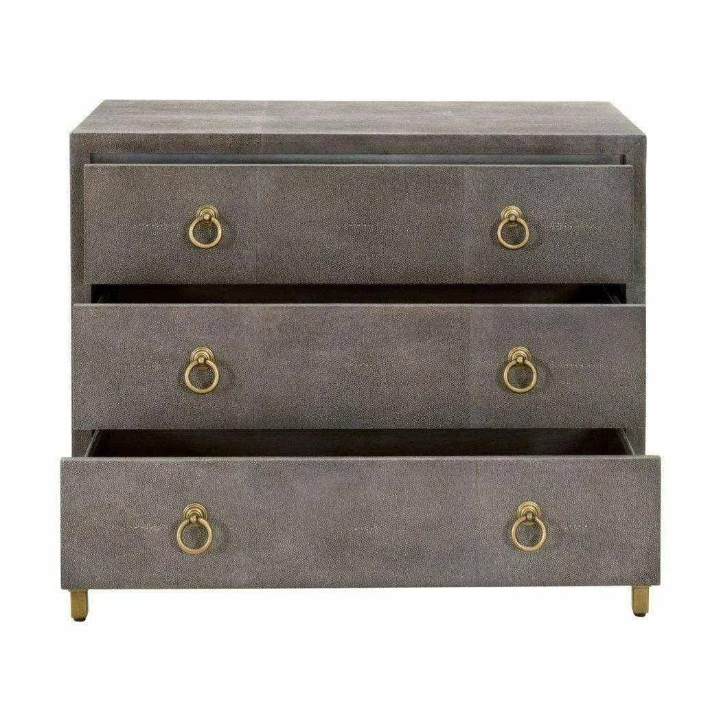 LOOMLAN - Wholesale Bedroom Furniture - Strand Grey Shagreen Scandinavian Nightstand 3 Drawers7