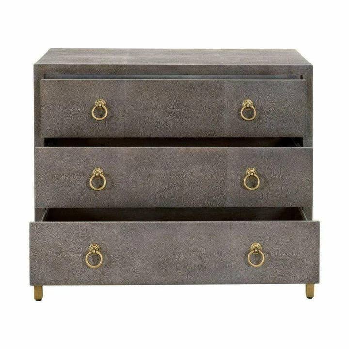 LOOMLAN - Wholesale Bedroom Furniture - Strand Grey Shagreen Scandinavian Nightstand 3 Drawers7