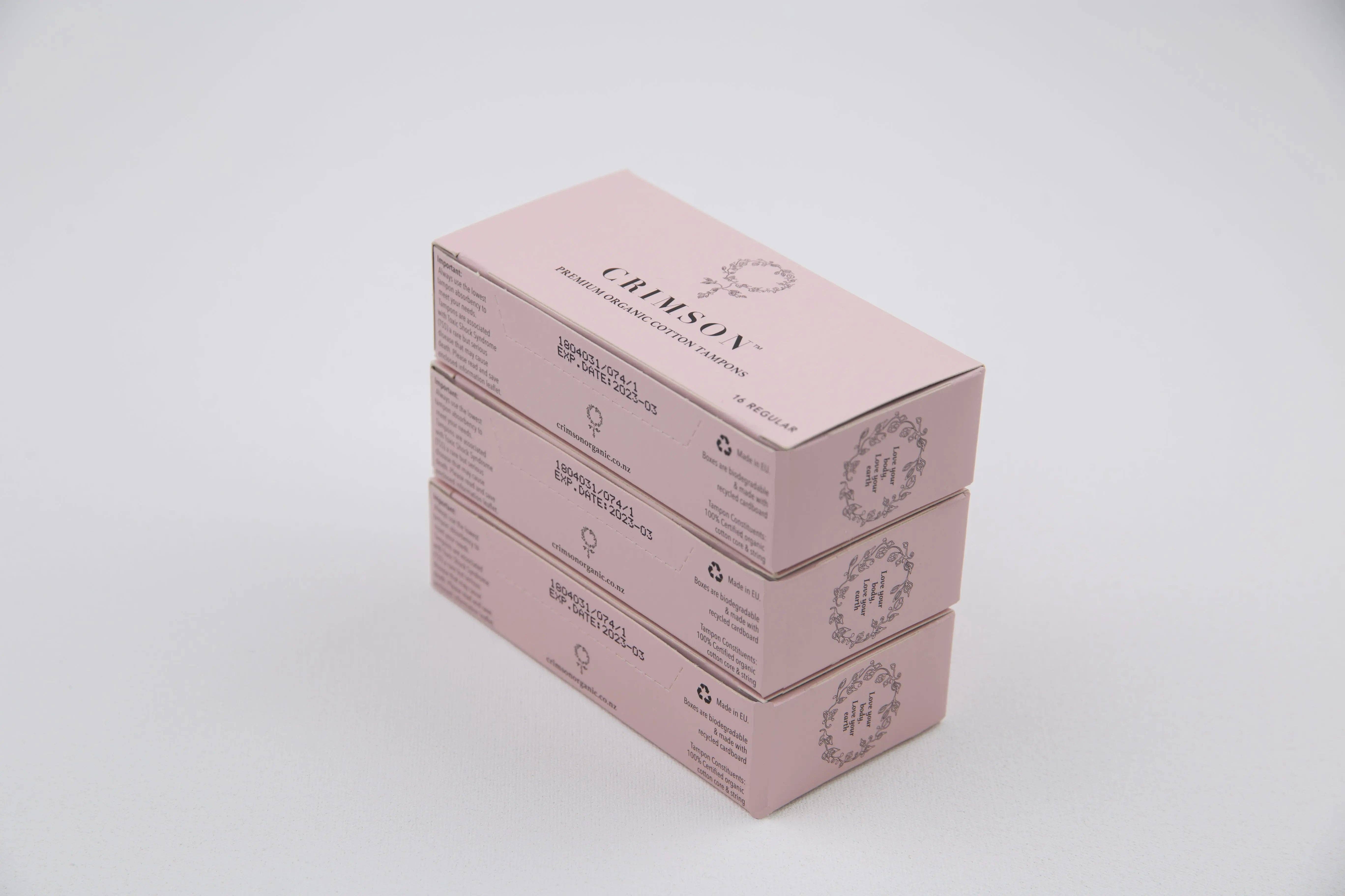 Crimson Organic – Großhandel Tampons – Großhandel – Reguläre Bio-Baumwolltampons (24 Schachteln)0