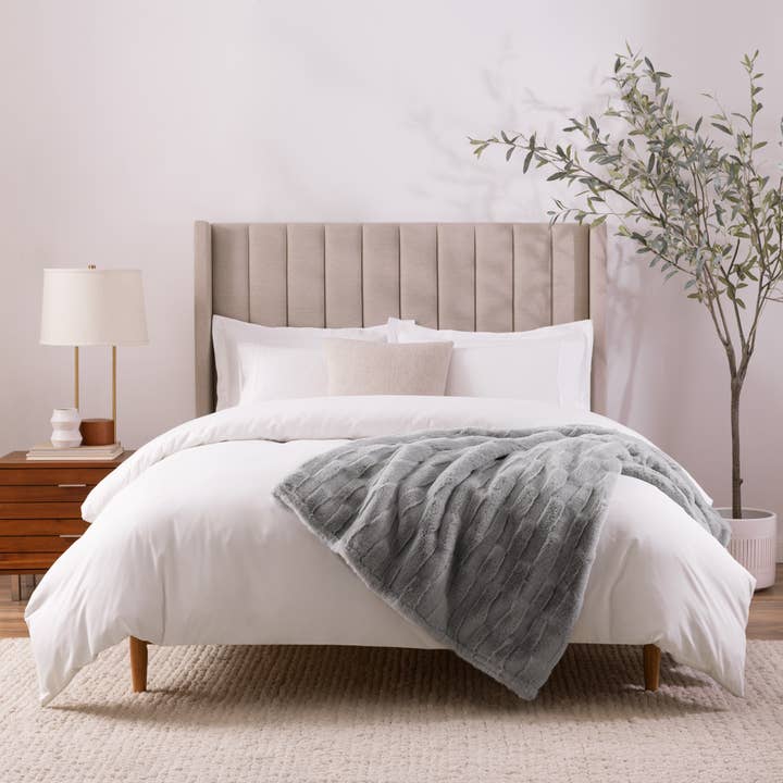 Arkwright Home - Wholesale Throw Blanket - Throw Blanket, Luxe Mink Faux Fur Grey, Gift Box included 4