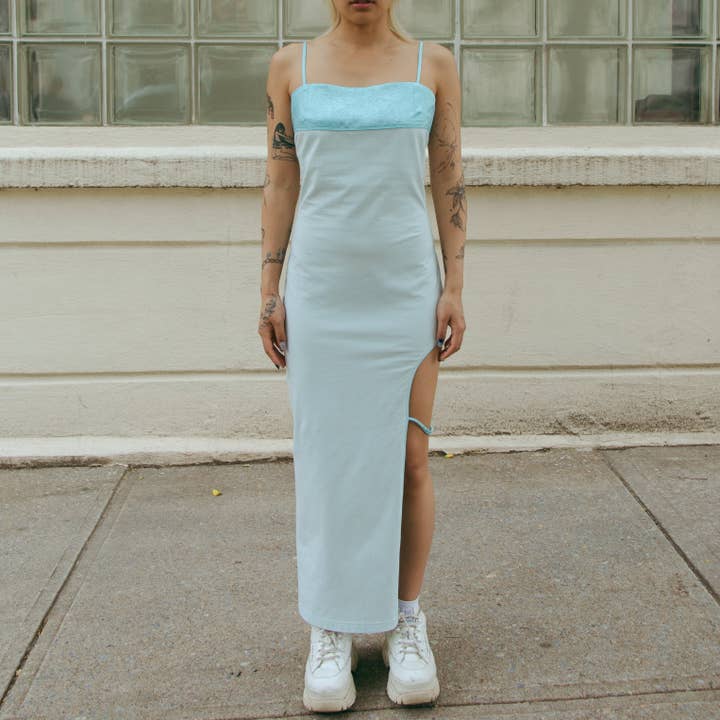 Qing Cutout Dress Elixir Blue for wholesale by DAWANG