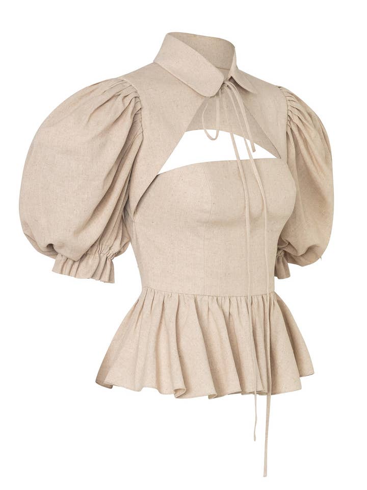 Sembrado Beige Linen Top for engroshandel hos Manifiesto