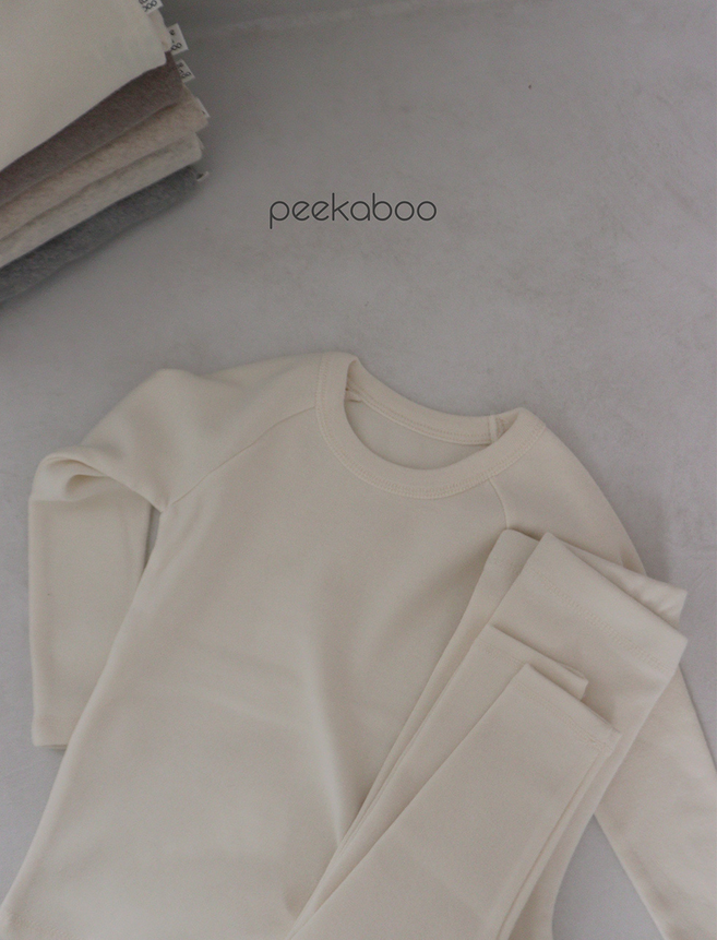 peekaboo - Wholesale Sleepwear Set - Kids - Kids Unisex Neutral Solid Color Long sleeves Pajama Set0